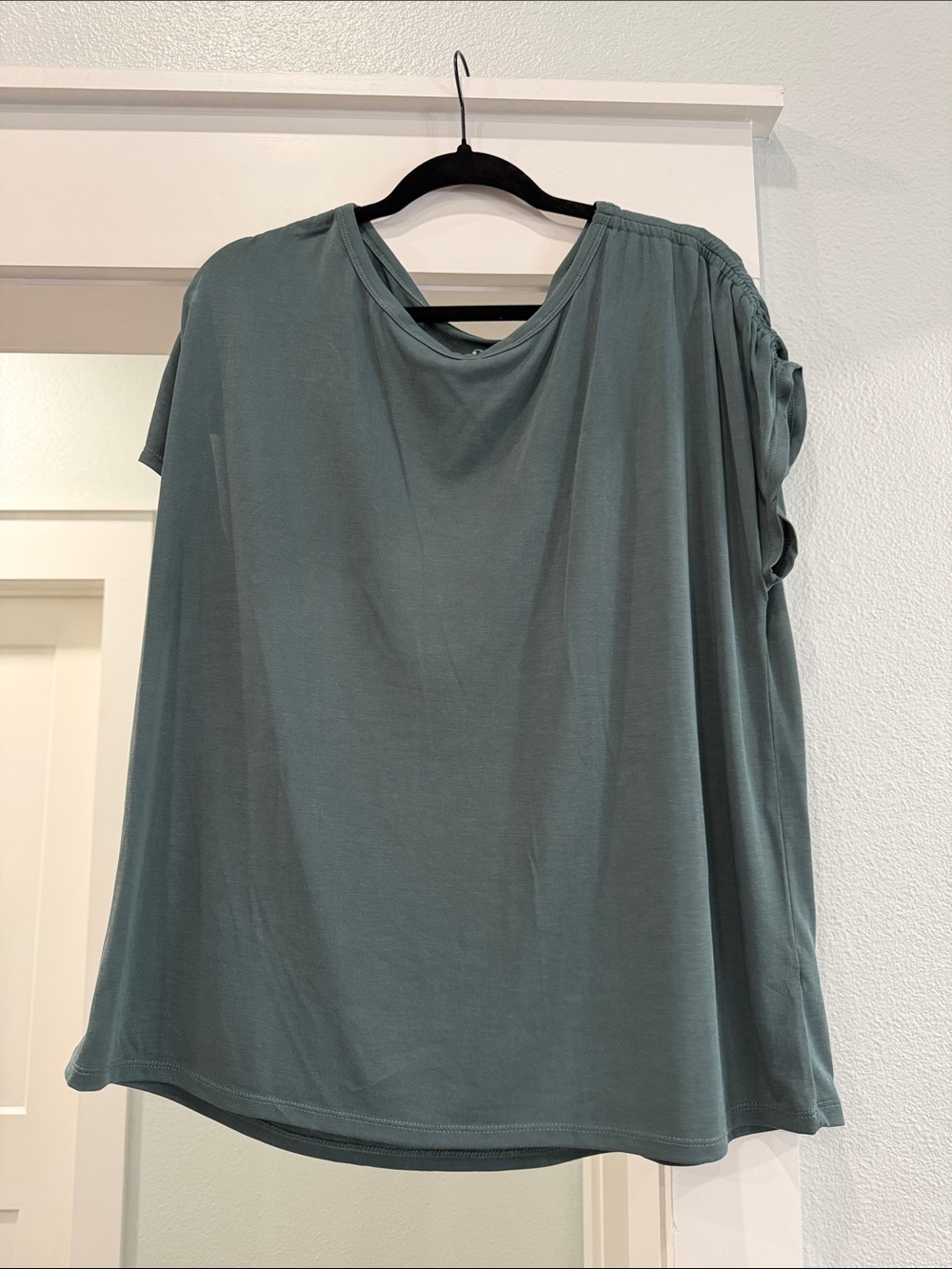 One-Shoulder Slate Green Tunic Top